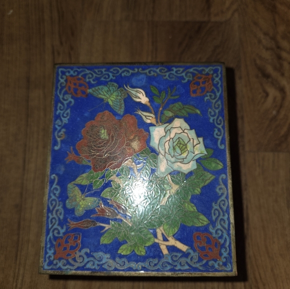 Vintage Blue Cloisonné Tissue Cover Box - Picture 5 of 7